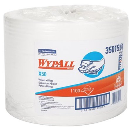 KIMBERLY-CLARK PROFESSIONAL White Wypall X50 Wiper 9.8 Inchx13.4 Inch Roll-1100 Sh KI388916